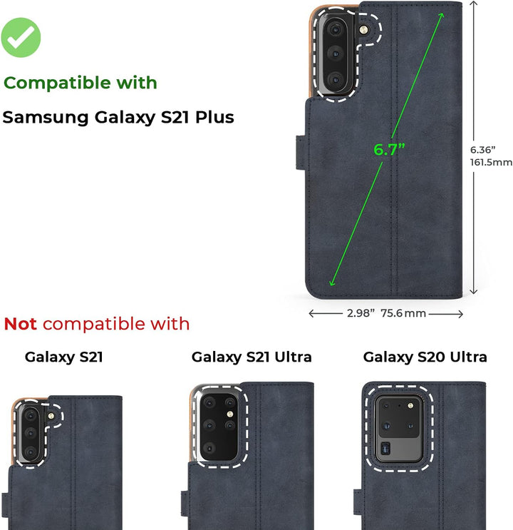 Snakehive Galaxy S21 Plus 5G Hülle Leder | Stylische Handyhülle mit Kartenhalter & Standfuss | Handy