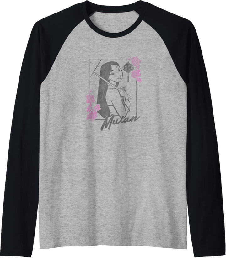 Disney Mulan Floral Outline Portrait Raglan