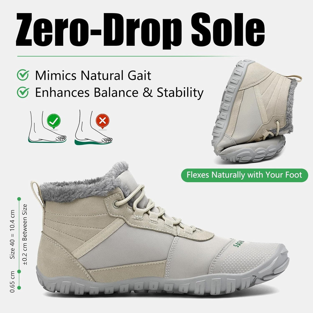 SAGUARO Winter Barfussschuhe Unisex - Warm Gefüttert, Breite Zehenbox, Zero-Drop-Sohle für Winterspa