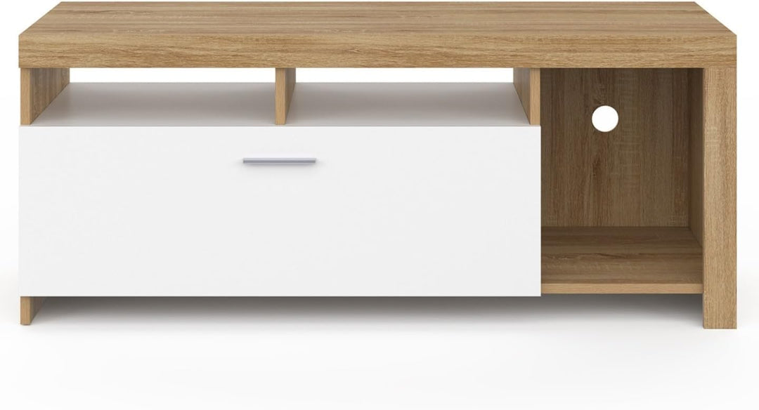 IDMarket - TV-Schrank 110 cm Malo Holz und Schrank weiss