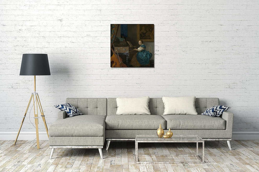 Printed Paintings Leinwand (60x60cm): Jan Vermeer - Sitzende Virginalspielerin (1672) 60x60 cm, 60x6