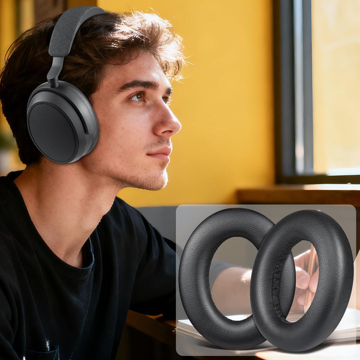 SOULWIT Lammfell Ersatz Ohrpolster für Sennheiser HDB 630/Momentum 5/Momentum 4 Wireless Kopfhörer,