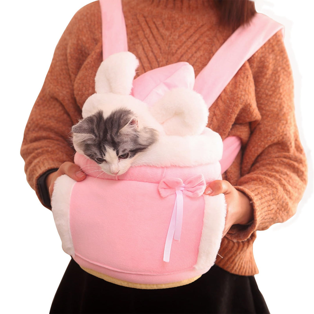 PETCUTE Katzen Tragetasche, Atmungsaktive Haustier-Rucksack mit 2 Taschen, Weicher und Warmer Hausti