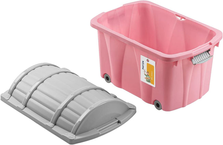 PAFEN Piraten Spielzeugkiste 49l mit Rollen - Schatzkiste 58 x 38,5 x 37,5cm - Spielzeugbehälter Auf