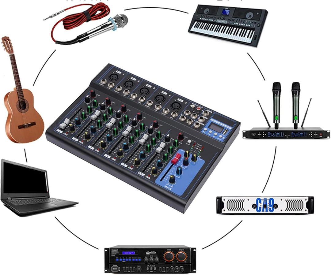7 Kanal Professionelle DJ Controller Bluetooth Audio Mixer USB/MP3/Bluetooth Bühnen Live Mischpult 6