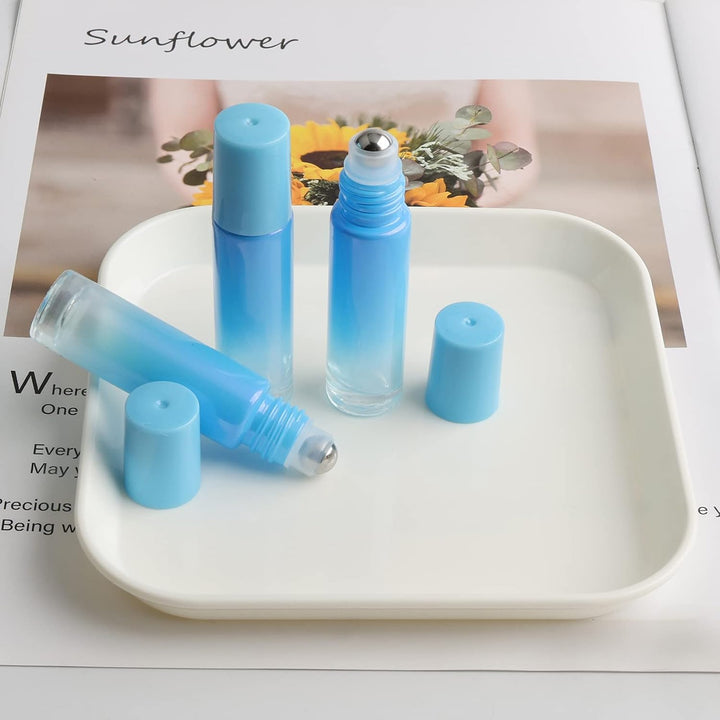 Pxyelec 42 Flaschen für ätherische Öle, 10 ml, Aromatherapie, Parfüm, Roll-on-Flaschen mit Edelstahl
