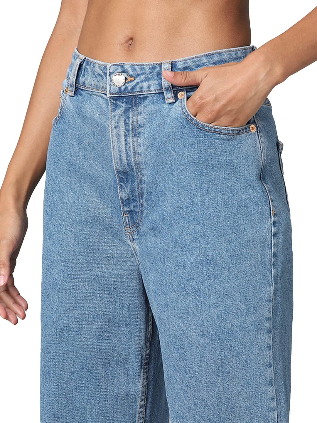 ONLY Damen Jeans 15235595 26W / 32L Medium Blue Denim, 26W / 32L Medium Blue Denim