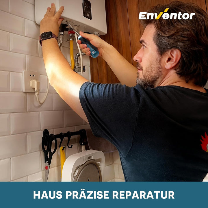 ENVENTOR Werkzeugkoffer Gefüllt 280 tlg - Haushalts Werkzeug-Set mit Schraubendreher Set, Hammer, Za
