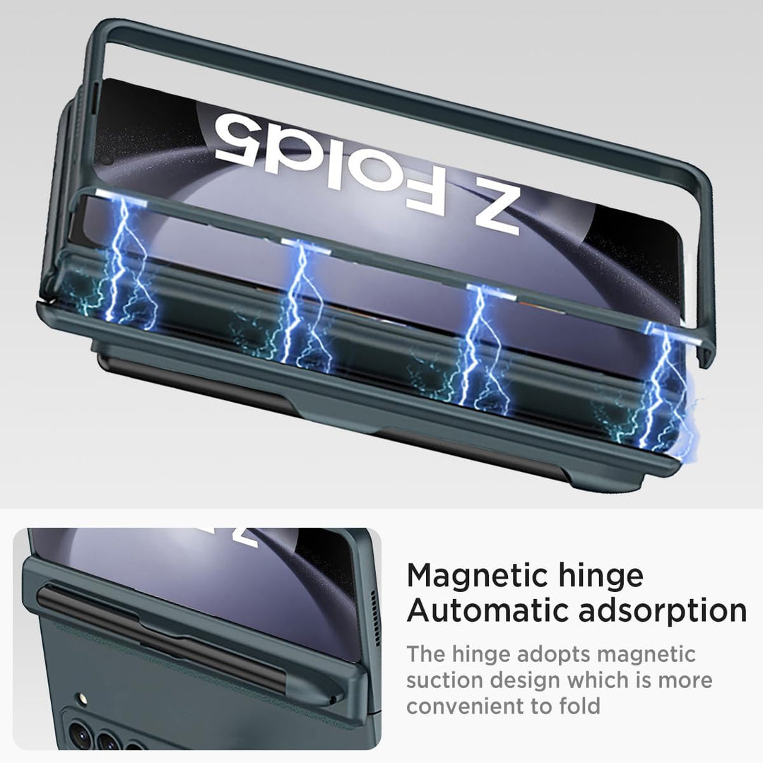 Miimall Kompatibel mit Samsung Galaxy Z Fold 5 Hülle, Fold 5 Hülle mit Stifthalter [Magnetischer Sch