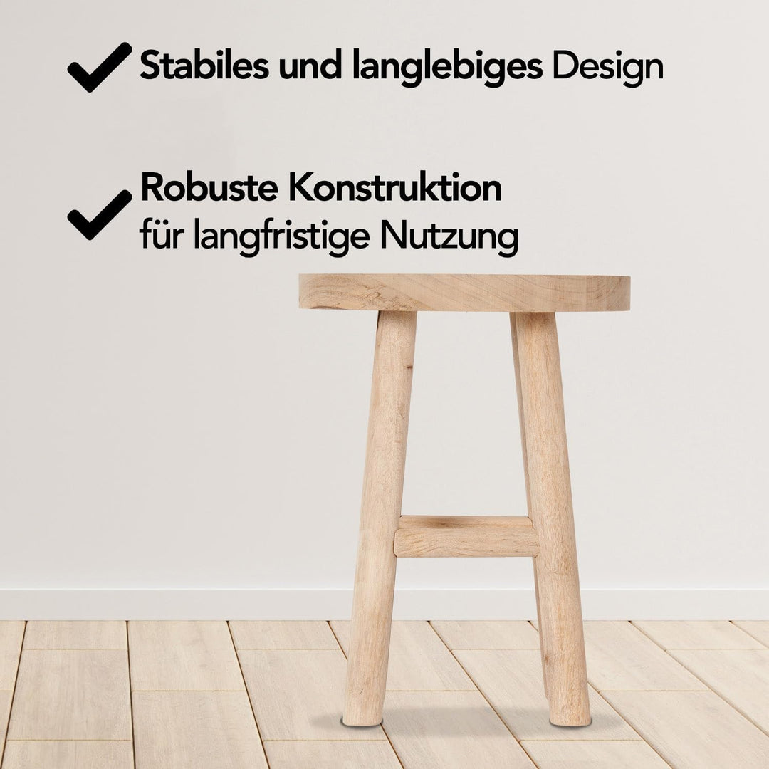 Brixy Hocker Holz - Teakholz - Beistelltisch - Fusshocker - Pflanztisch - Tritthocker - bis 150 kg -