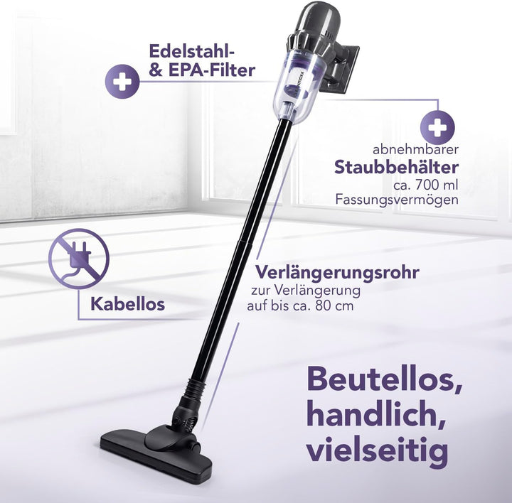 CLEANmaxx Akku Staubsauger | 2in1 Handstaubsauger & Bodenstaubsauger | max. 30 Min. Laufzeit | kabel