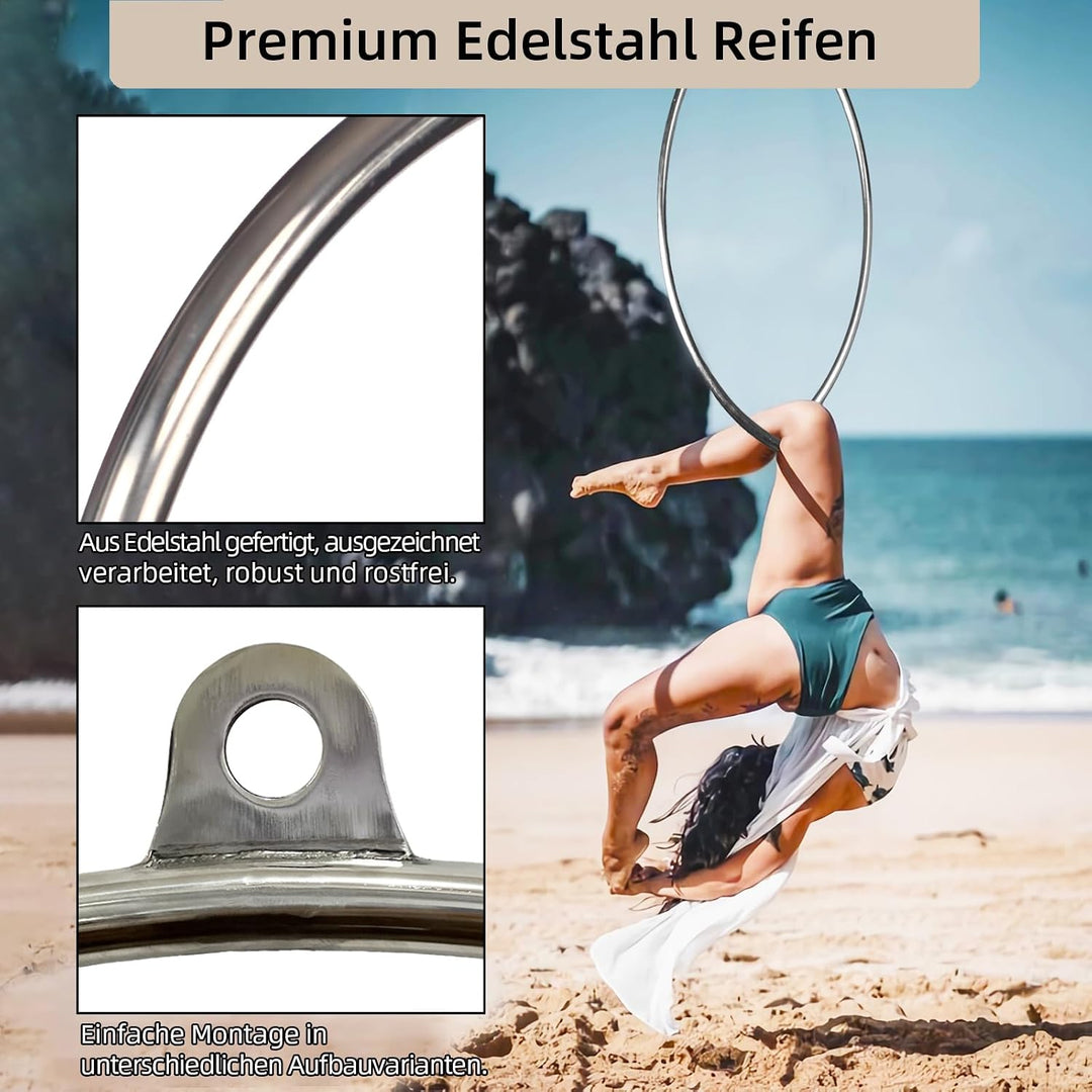 Lyra Hoop Aerial Hoop Set mit Aufhängung Hardware Single Edelstahl Hoop Circus Hoop Great for Dancin