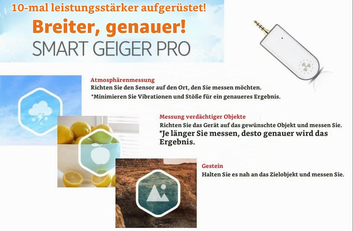 Smart Geiger - Geigerzähler für Smartphone APP iOS Android Strahlungs Detektor Strahlenmessgerät Str