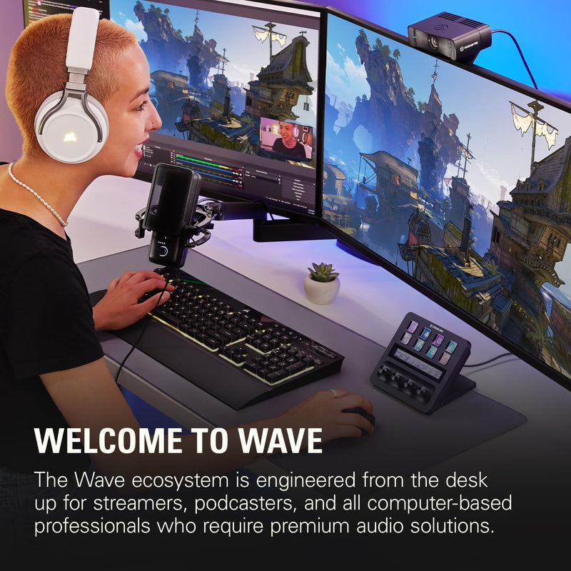Elgato Wave:3 Mikrofon Mit Mic Arm Low Profile, Voll Einstellbar Mit Kabelkanal, Ideal Für Podcasts,