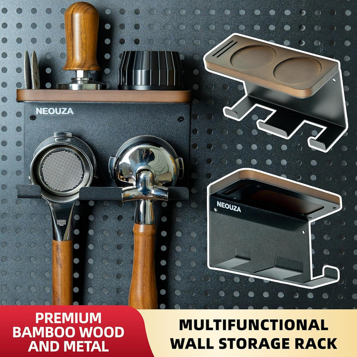 NEOUZA Espressozubehör-Halter, wandmontierter Organizer für Kaffeestampfer, Verteiler, Siebträger, P