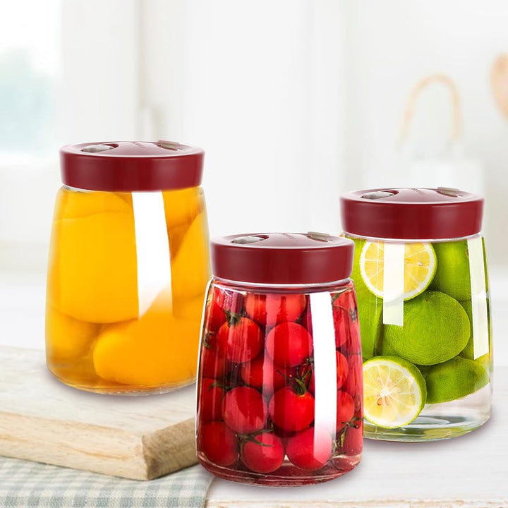4 Stück Gärglas, 1,4 Liter Fermentierglas mit 1 Wege Luftablassöffnung, Fermentation Glas Jar, Gärge