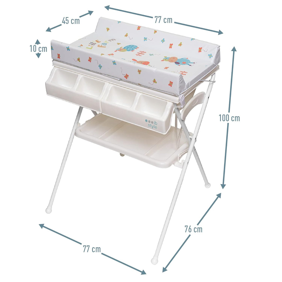 ib style® KOA Wickeltisch mit Badewanne | mobiler Wickeltisch | Klappbar |4 Dekore | MY LITTLE FARM