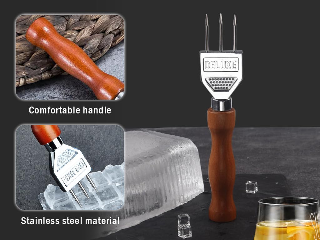 Eispickel aus Edelstahl,Eispickel-Set,Eispickelwerkzeug mit Holzgriff,Eispickel 304 Edelstahl,EIS Me