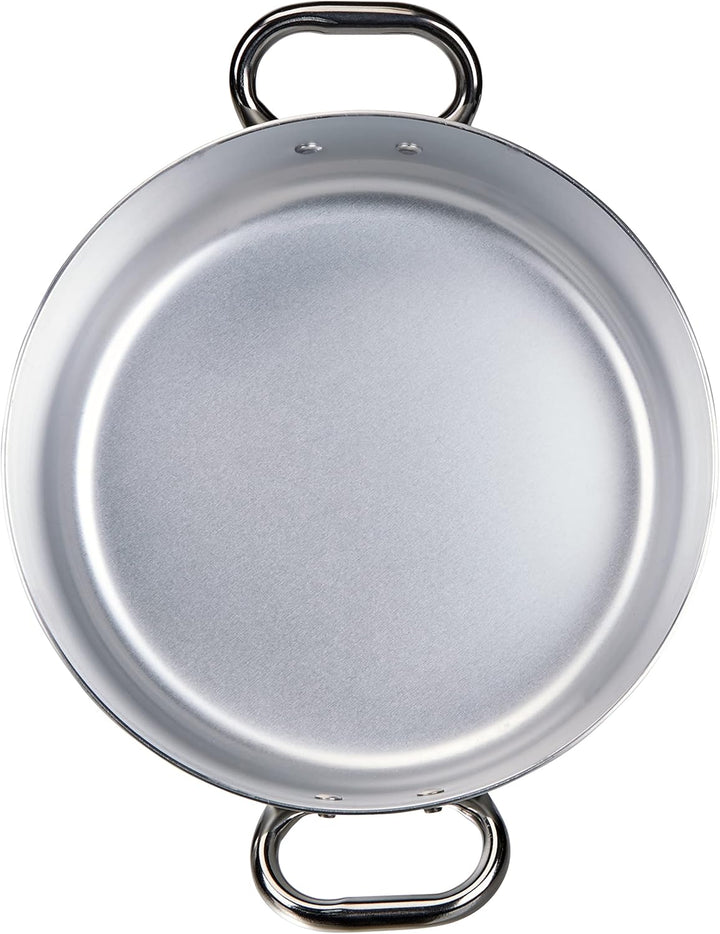 Pentole Agnelli Flacher Topf mit zwei Griffen, aus Aluminium 3 mm 28 cm silber/schwarz 28 cm Single,