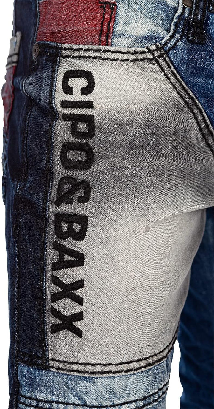 Cipo & Baxx Herren Jeans Hosen Besondere Designs Extravagant 40W / 32L