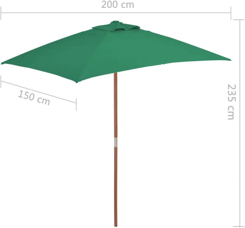 Tidyard- Sonnenschirm mit Holz-Mast UV Schutz 150 x 200 cm Balkonschirm Gartenschirm Strandschirm Ma