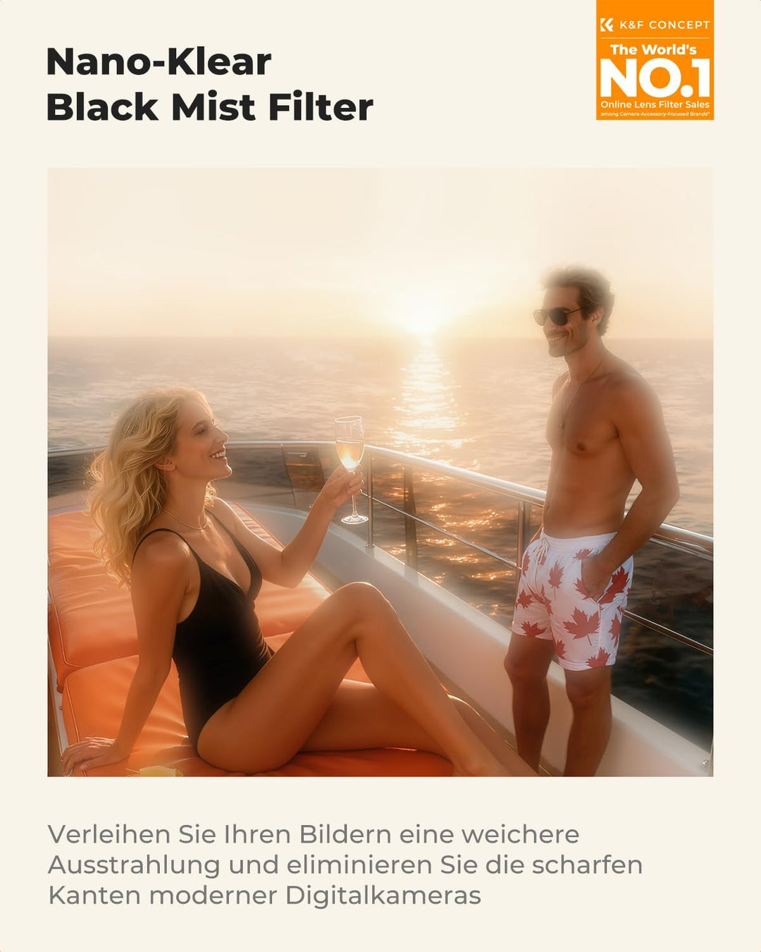 K&F Concept Nano-K Serie Black-Mist 1 Filter 55mm Black Promist 1 Filter aus Optisches Glas mit 18-l