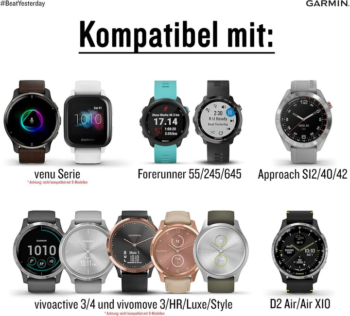 Garmin Schnellwechsel-Armband, 22mm, Leder, einfach ein- und ausklicken, Wechsel ohne Werkzeug mögli