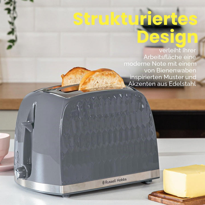 Russell Hobbs 26063 Waben-Toaster mit 2 Scheiben (extra breite Schlitze, hohe Hebefunktion, 6 Bräunu