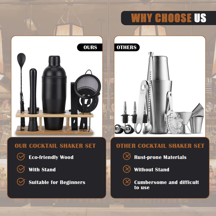 OBALY Barkeeper Kit 11-teilig Cocktail Shaker-Muddler für Cocktails 25oz Boston Shaker-Bar-Zubehör m