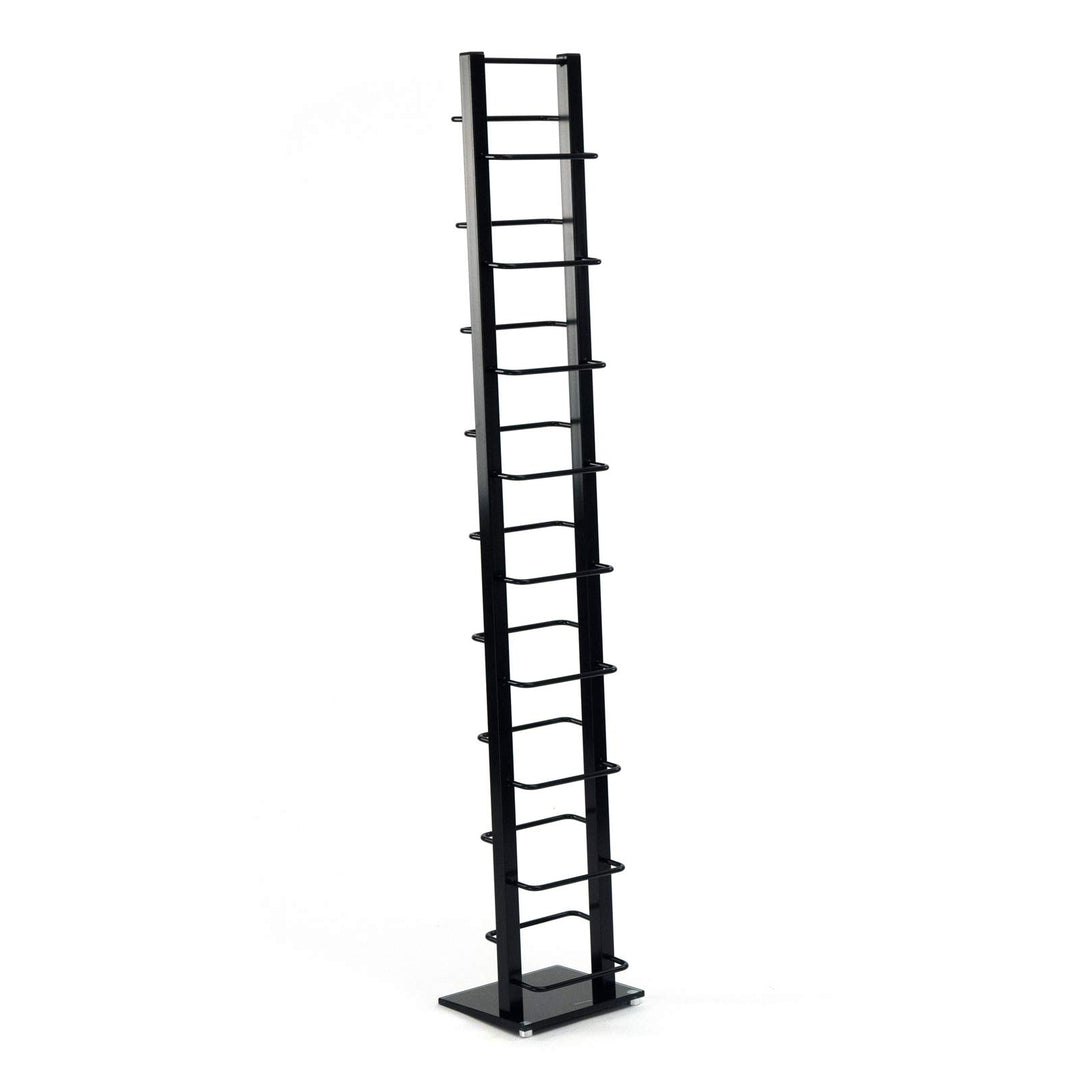 Design CD Regal Tower | 138x20 cm (HxB), Metall mit Glasfuss | stilvolle CD Aufbewahrung, Retro CD R