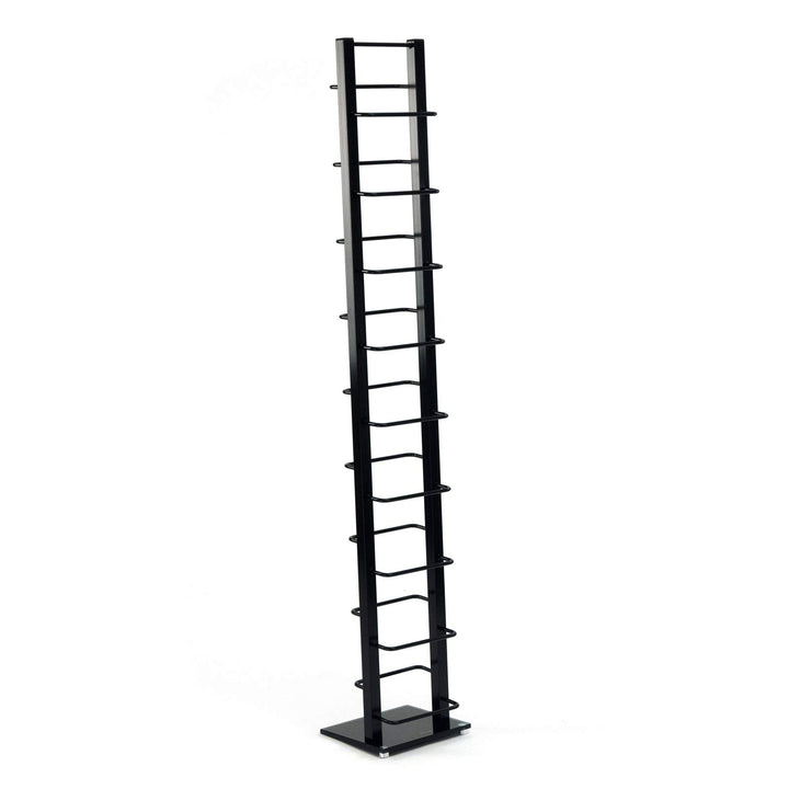 Design CD Regal Tower | 138x20 cm (HxB), Metall mit Glasfuss | stilvolle CD Aufbewahrung, Retro CD R
