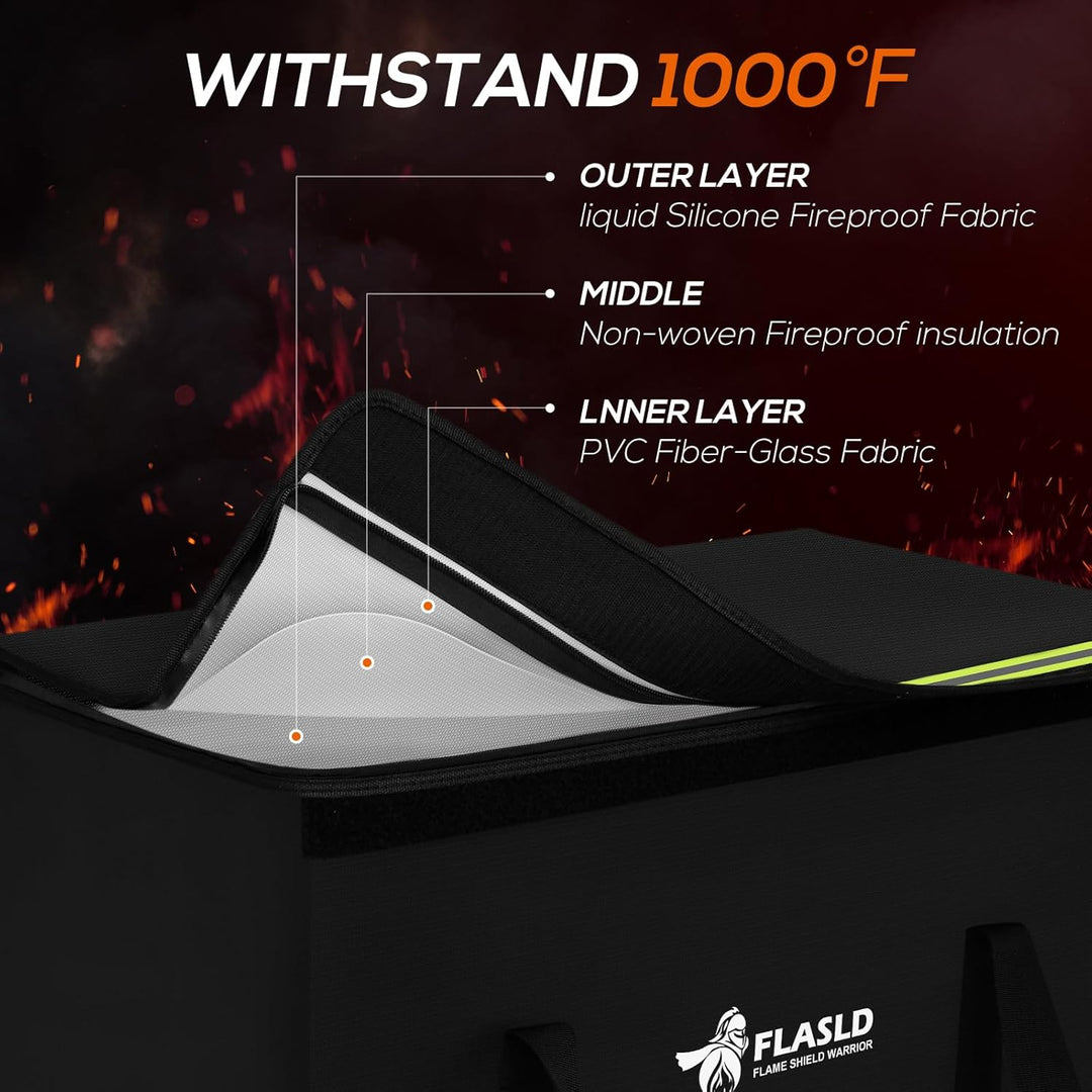 FLASLD Grosse feuerfeste Lipo-Tasche für 200Ah Lithium-Batterie Lagerung und Aufladen, 560 x 230 x 2