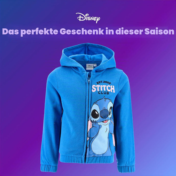 Disney Stitch Mädchen Kapuzenpullover, Pullover mit Reissverschluss, Geschenk für Mädchen, Grössen 3