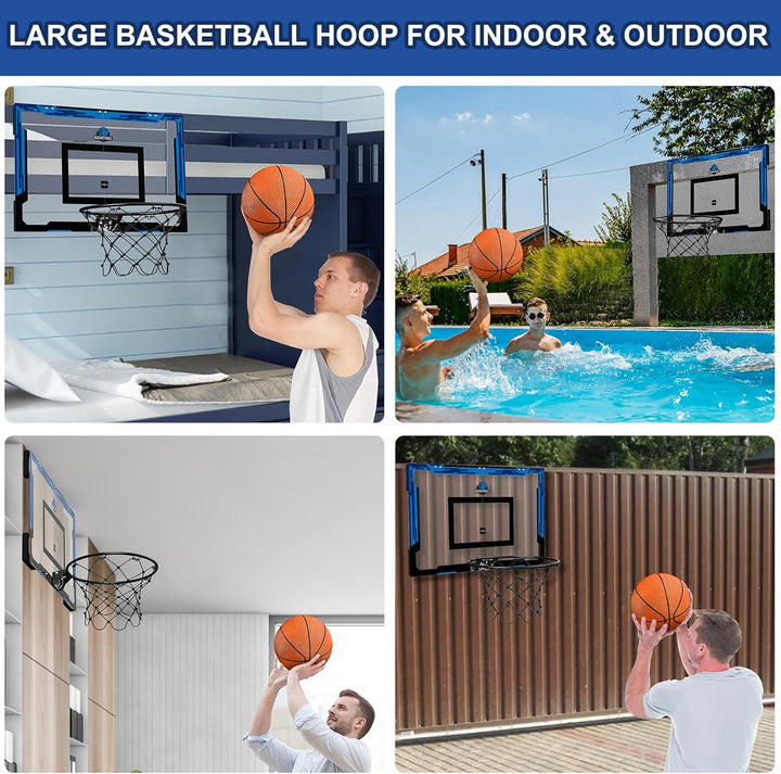 HYES 24" x 16" Grosser Basketballkorb Indoor für Kinder, Basketball Korb mit Stabiler Backboards, 2