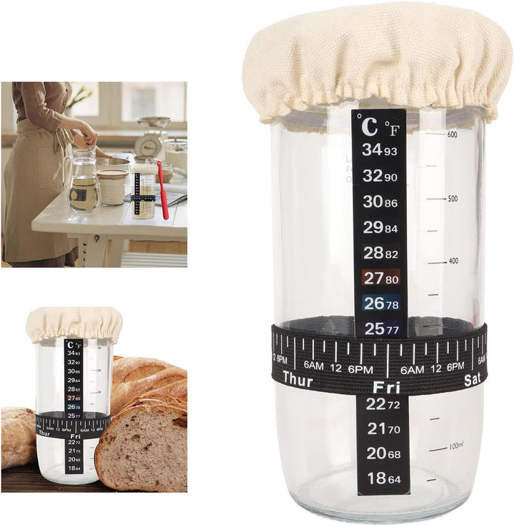Sauerteig Glas Einzigartige Grosse Öffnung, Sourdough Starter Jar Umfangreiches Brotback Kit, Gärbox