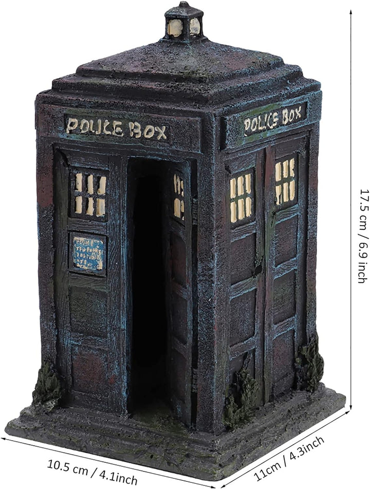 Dauerhaftes Simulationsharz Wachhäuschen Aquarium Dekorationen Simulation Damaged Police Box Shelter