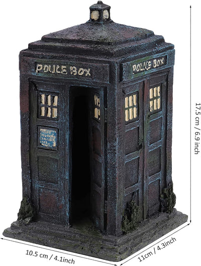 Dauerhaftes Simulationsharz Wachhäuschen Aquarium Dekorationen Simulation Damaged Police Box Shelter