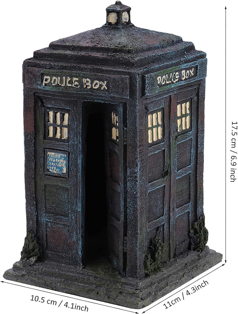 Dauerhaftes Simulationsharz Wachhäuschen Aquarium Dekorationen Simulation Damaged Police Box Shelter