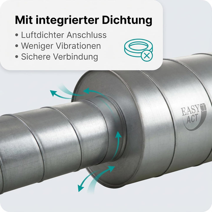 Easy Act Schalldämpfer Ø 100 mm, Länge 600 mm, effizienter Rohrschalldämpfer aus verzinktem Stahl zu