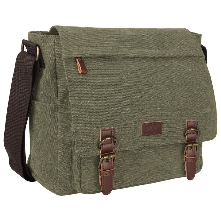 S-ZONE Herren Umhängetasche 15,6 Inch Grosse Vintage Canvas Messenger Bag Aktenktasche Schultertasch