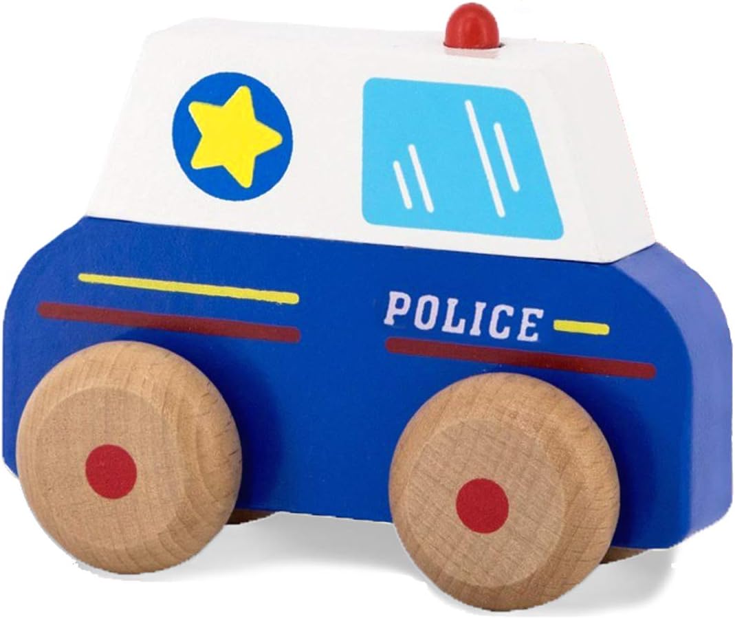 JAMARA 460878 - Holzspielzeug - Kidiwood Einsatzfahrzeuge, 4-teilig - Fördert die motorischen Fähigk