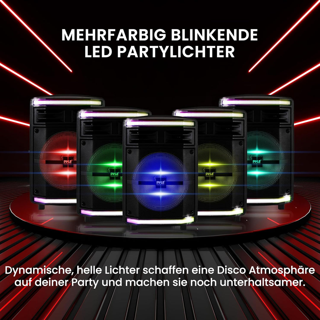 Pyle Partybox - Bluetooth Lautsprecher Gross, PA Anlage, Musikbox, Karaoke Box, 600W, 10" Subwoofer,