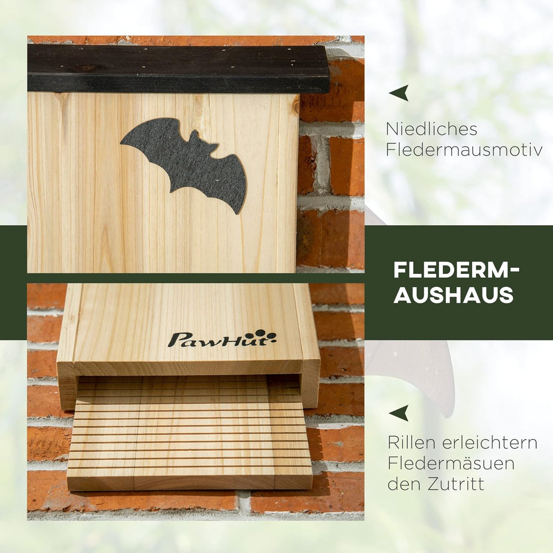 PawHut Fledermauskasten 3er Set aus Tannenholz Fledermaushaus Nistkasten für Fledermäuse zum Aufhäng