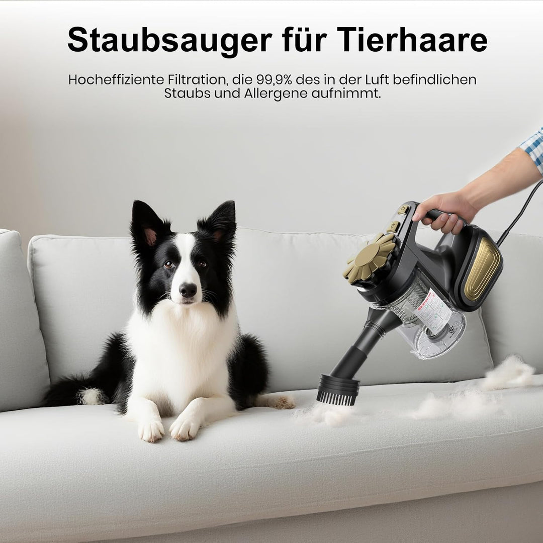 Staubsauger Mit Kabel Beutellos Stielstaubsauger 16KPA Starke Saugleistung 600W Staubsauger Mit HEPA