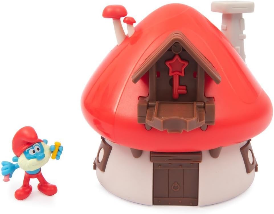 PITUFOS The Smurfs Magic Key Playset Papa House, Figurenhaus, Häuschen mit Kartoffelfigur 5 cm, Inne