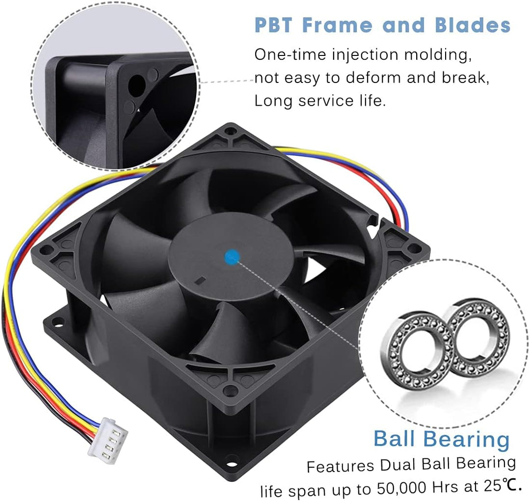 GDSTIME 12V Lüfter 92mm Lüfter 92 x 38mm 4 Pin PWM CPU Lüfter 9CM Gehäuselüfter 5000 U/min Kühlung L