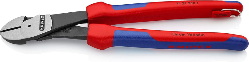 Knipex Kraft-Seitenschneider schwarz atramentiert, mit Mehrkomponenten-Hüllen, mit Befestigungsöse z