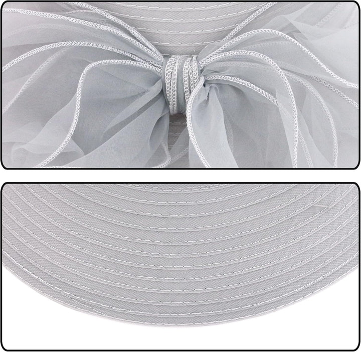 Naimo Damen Organza Kirche Kentucky Hüte Derby Fascinator Hut Elegante Schleife Breite Krempe Brauth