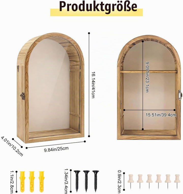 Holz Shadow Box Frame 42x25cm - Tiefe Display Case für Fotos, Blumen, Kunstwerke und Erinnerungen, H