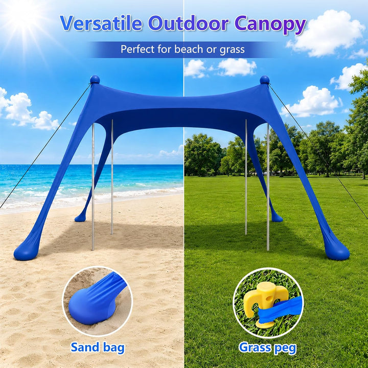 Strandzelt mit Strandmatte, LSF 50+ Hochschutz, 3x3x2m, inkl. Sandanker, Alu-Stangen & Tragetasche,